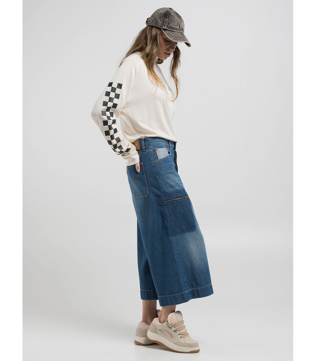 ワイドレッグキュロットSVANNAリサイクルブライトデニム 詳細画像 ブルー 7